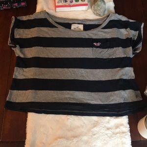 HOLLISTER  Navy + Grey Crop Top